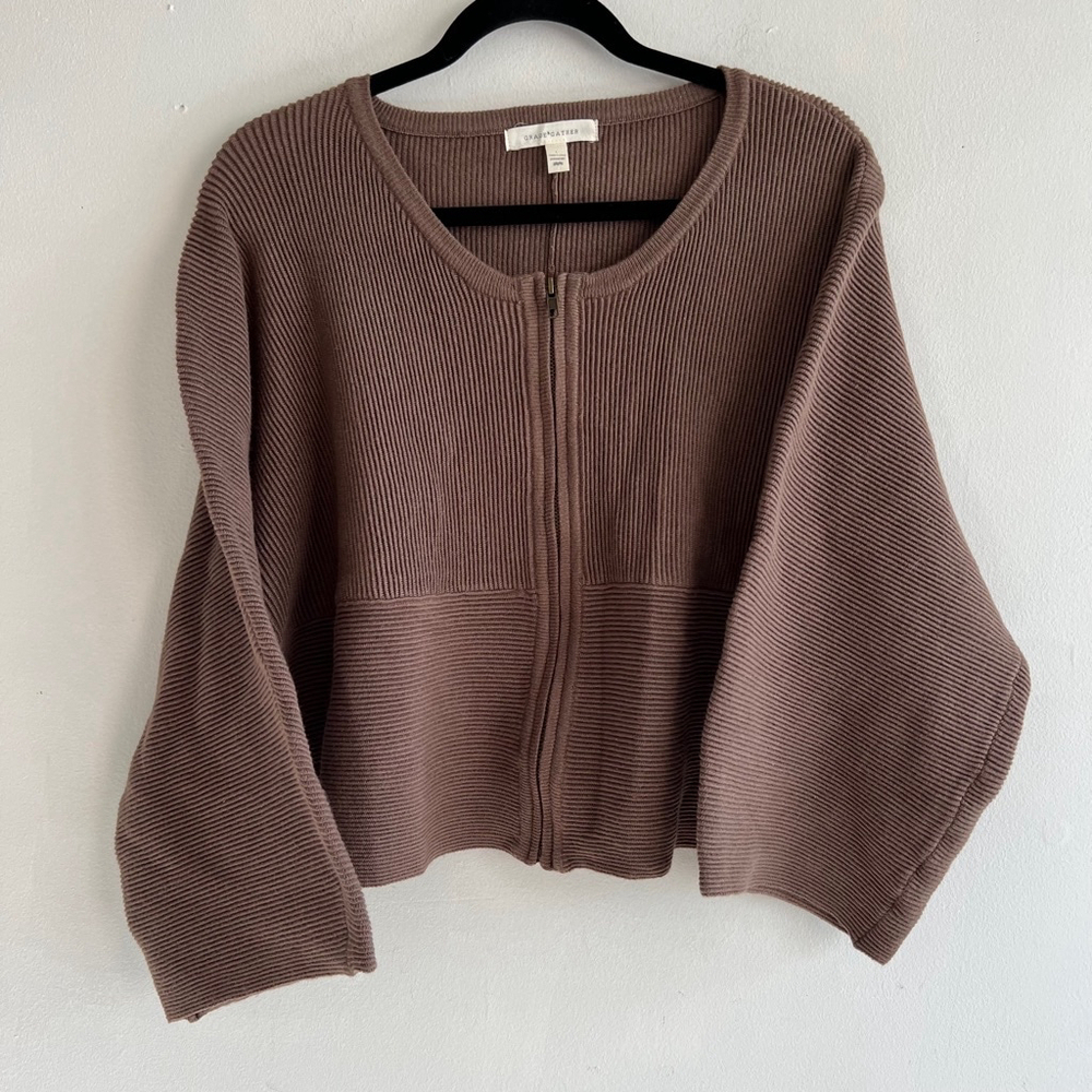 Grace & Gather Cardigan Sweater L Brown